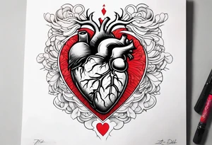 broken heart fine 
line tattoo idea