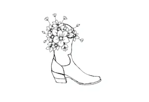 cow girl boot with flowers coming out of it tattoo idea