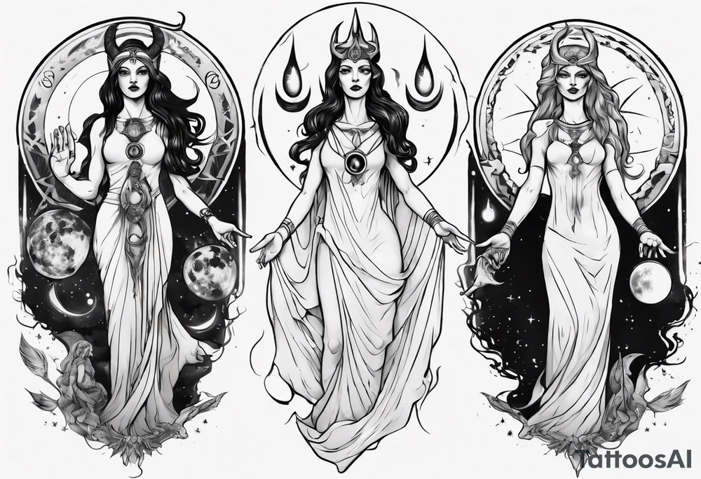 The High Priestesses. Hecate, Artemis and Selene as one. Representing Magic, Intuition and The Moon. tattoo idea