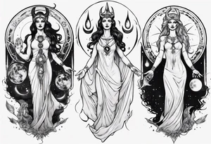 The High Priestesses. Hecate, Artemis and Selene as one. Representing Magic, Intuition and The Moon. tattoo idea