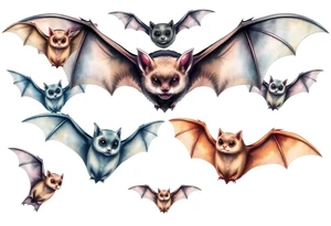 10 Unique cute bats tattoo idea