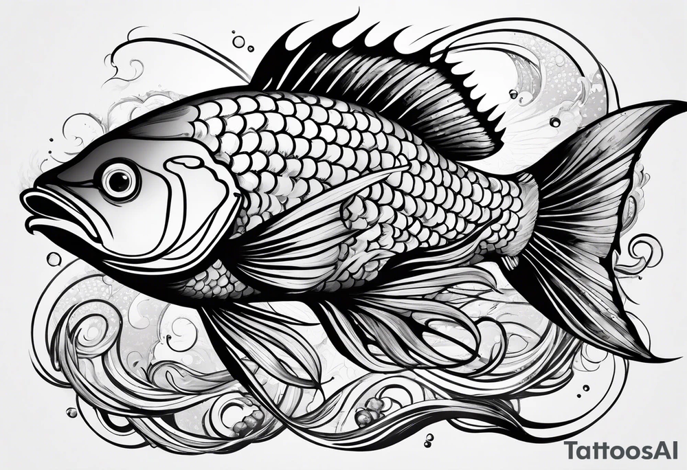 manly fish tattoo idea