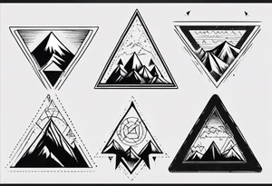 Four peak triangle mountains all connected tattoo idea