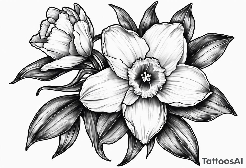 Daffodil birth flower chain tattoo idea