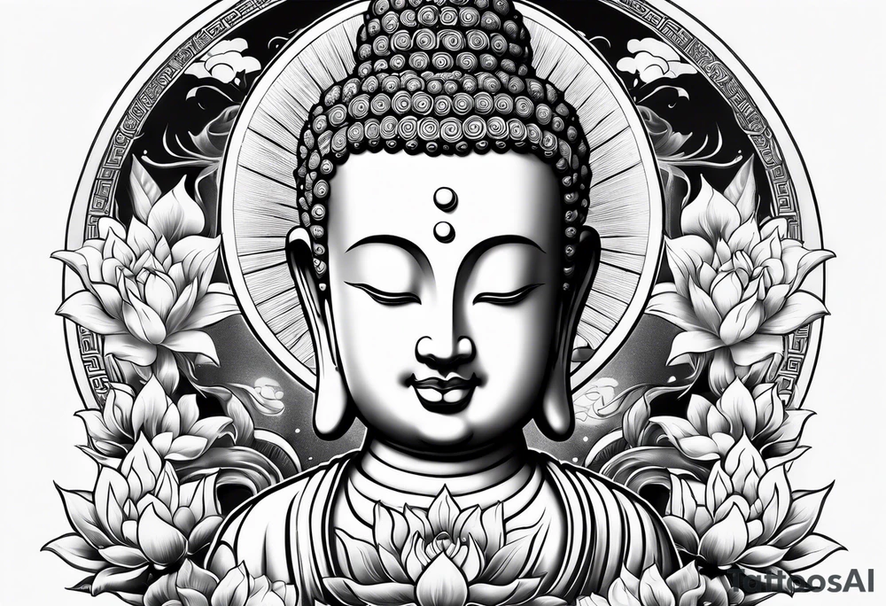 Buddha carrying Buddha baby tattoo idea