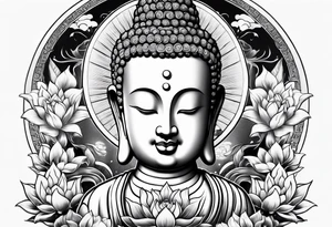 Buddha carrying Buddha baby tattoo idea