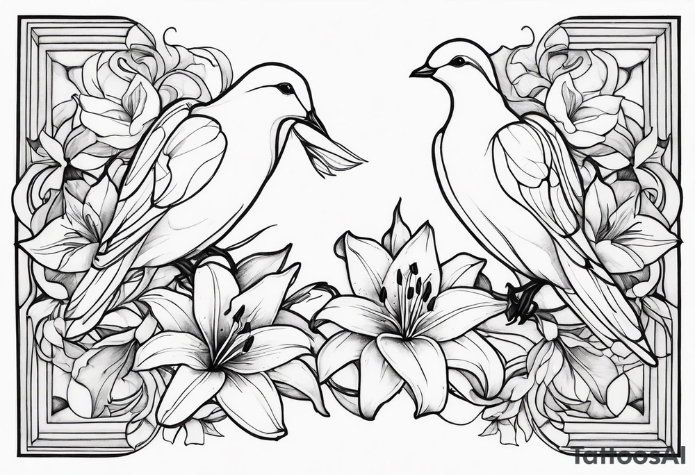doves and lilies tattoo idea