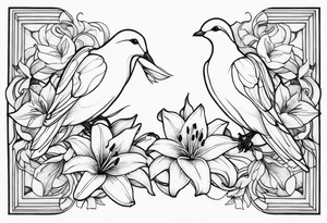 doves and lilies tattoo idea