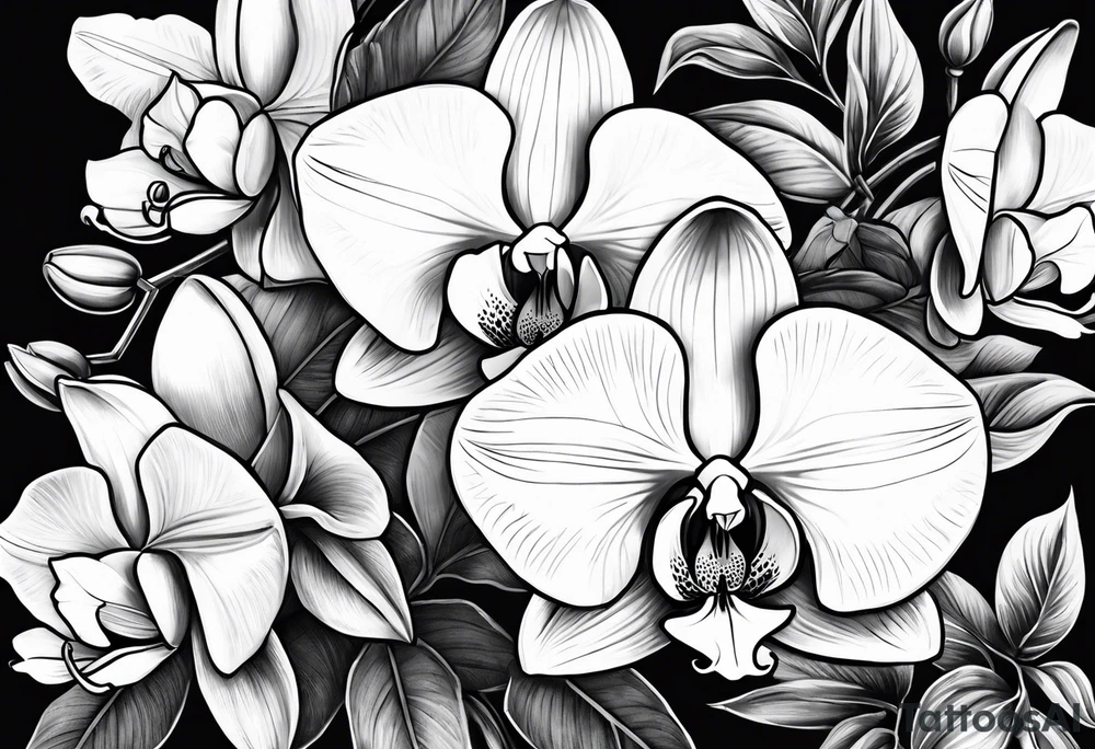 Orquídea e Bougainvillea tattoo idea