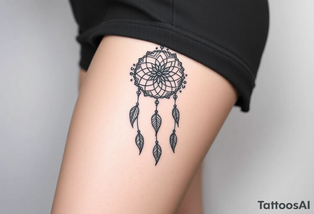 Flower dreamcatcher tattoo idea