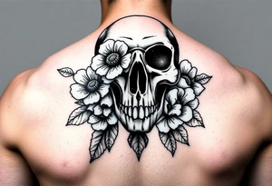 Skull with flowers tattoo idea