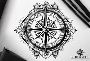 Fire Navy ships Compass tattoo idea