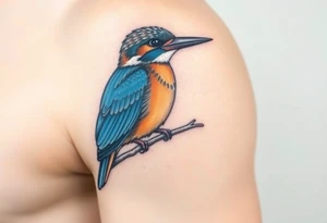 Kingfisher bird sitting on a branch tattoo idea