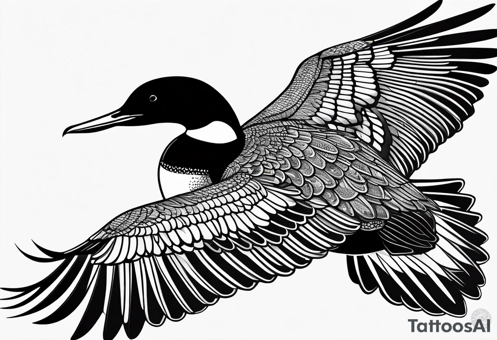 A loon with its wings spread looking badass and tough tattoo idea A loon with its wings spread looking badass and tough tattoo idea