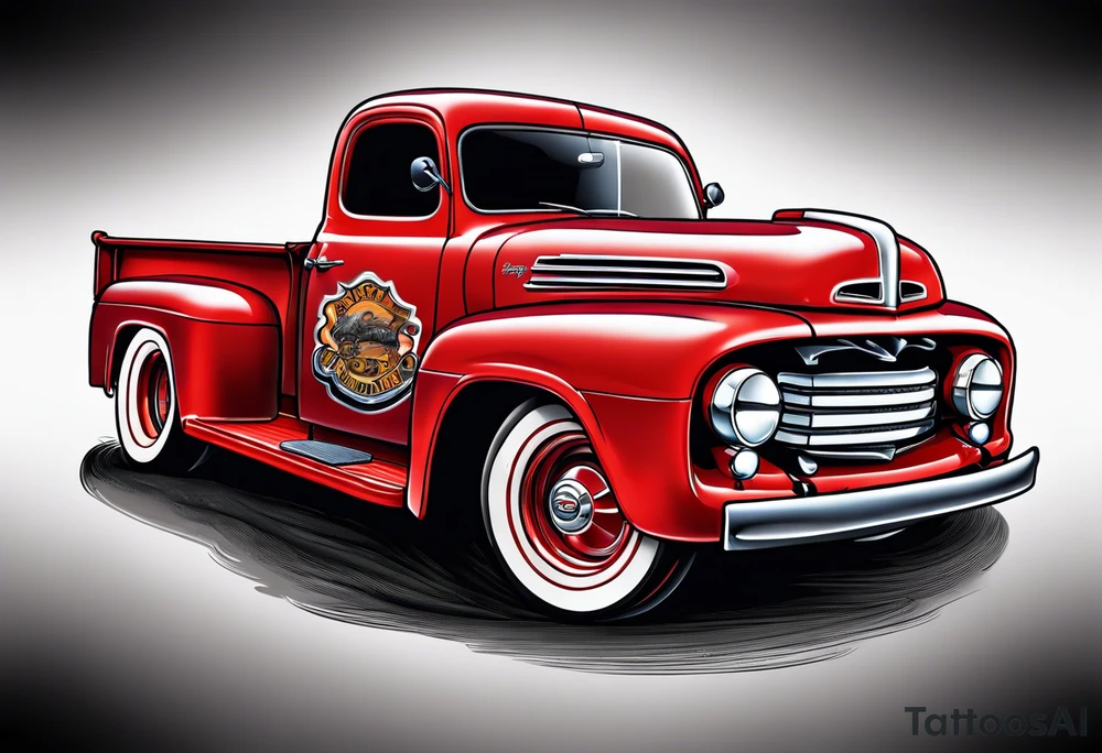 Red ford truck illustration tattoo idea