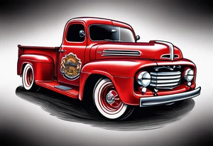Red ford truck illustration tattoo idea