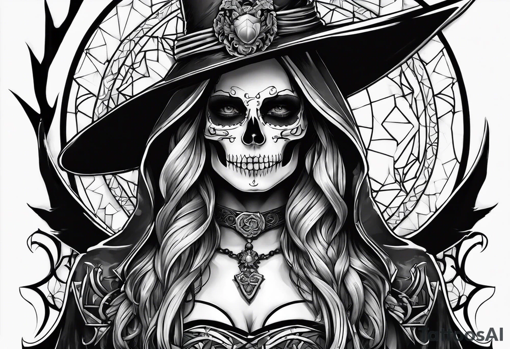 lady skeleton grim reaper satan tattoo idea