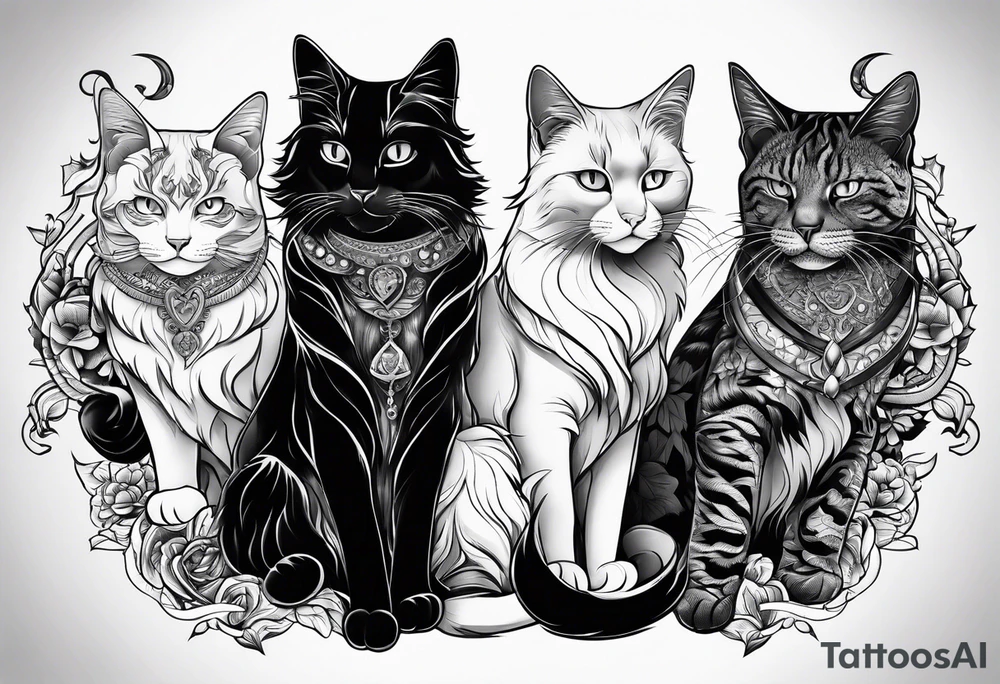 4 cats playing tattoo idea