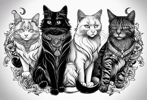 4 cats playing tattoo idea