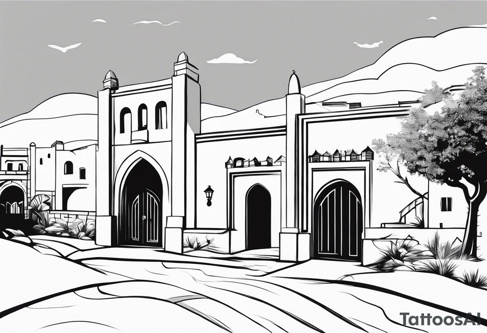 israel town gate vector tattoo idea
