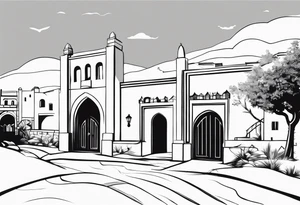 israel town gate vector tattoo idea