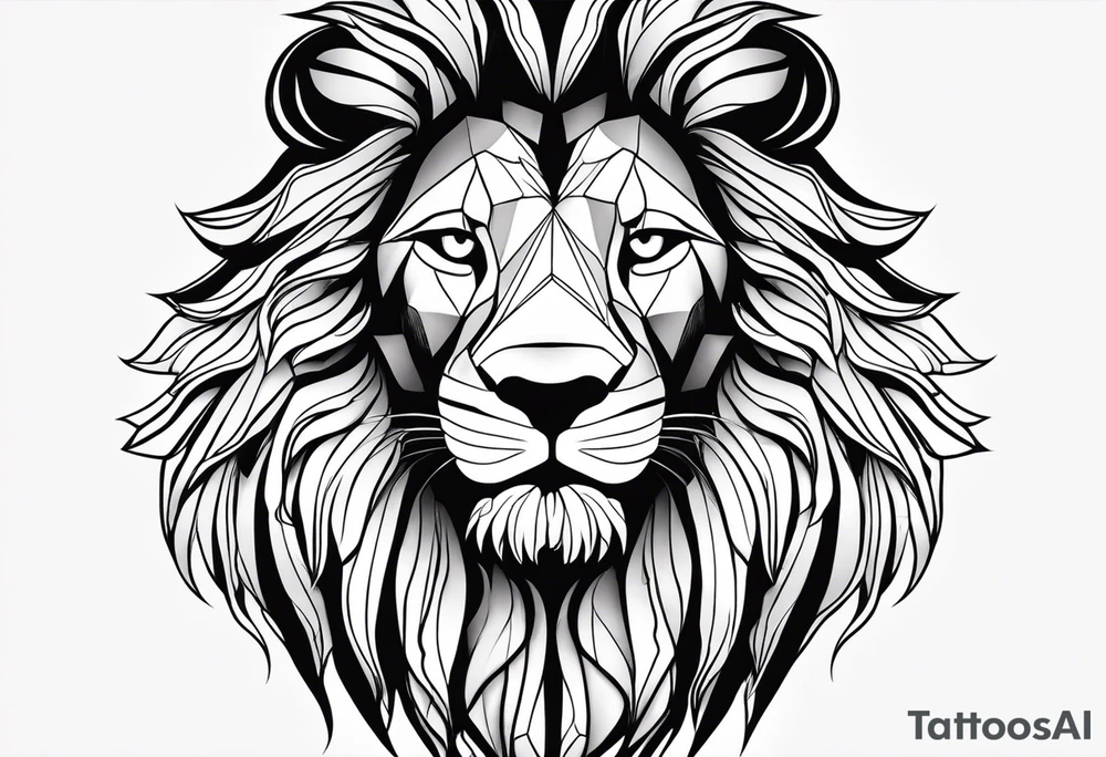 Moitie Visage lion avec son bebe avec trait super fin entouré d'un cœur tattoo idea