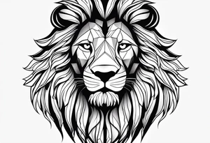 Moitie Visage lion avec son bebe avec trait super fin entouré d'un cœur tattoo idea