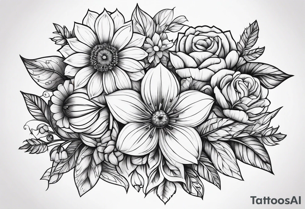 ornaments of flowers tattoo idea