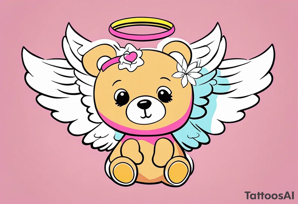 Jojo siwa Teddy bear with angel wings tattoo idea