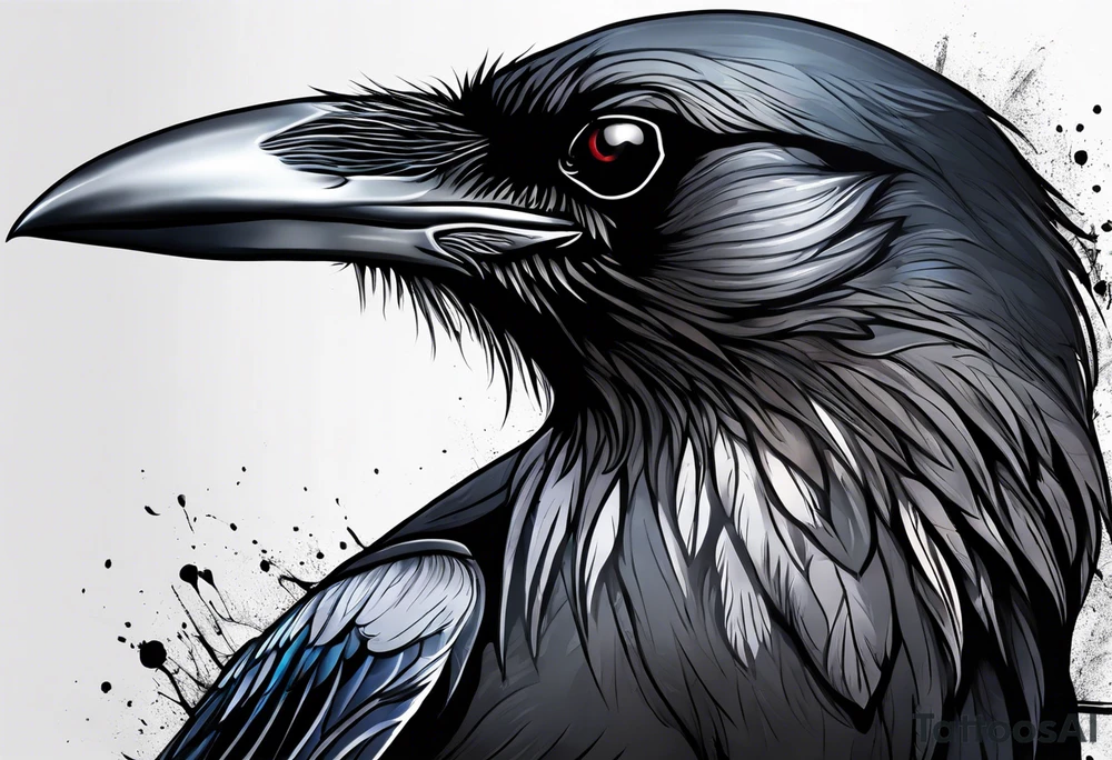crow bleeding from eyes tattoo idea