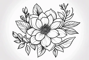 floral and elegant. line work connected tattoo idea