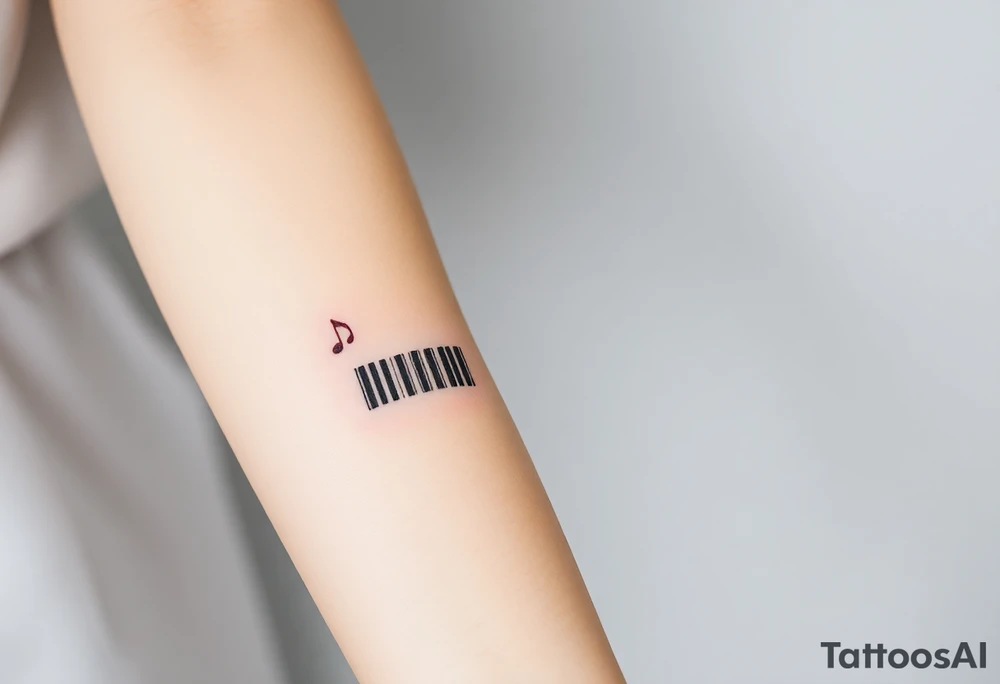 A barcode that transforms into musical notes, representing the harmony of a couple’s love story tattoo idea