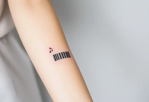 A barcode that transforms into musical notes, representing the harmony of a couple’s love story tattoo idea