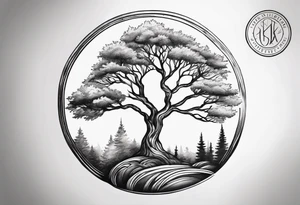small minimalistic delicate with tree motif tattoo idea