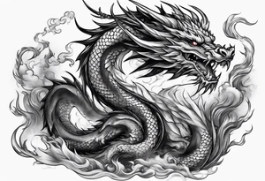 Traditional Dragon full body and smoke tattoo idea