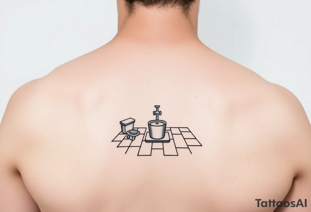 bathroom floor scene with symbol of hope tattoo idea