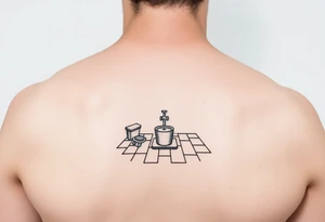 bathroom floor scene with symbol of hope tattoo idea
