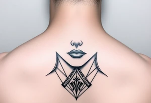 I want a portrait of Ryan Ashelys (the female tattoo artist) face in line work style black. Geometric  with the middle bottom going down to a point towards my middle finger tattoo idea
