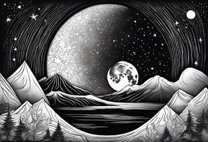 Picture of the night sky with moon tattoo idea