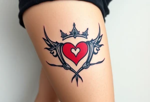 Powerful, crown, queen, broken heart, barb wire tattoo idea