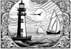 mat  de voilier en forme de phare marin. tattoo idea