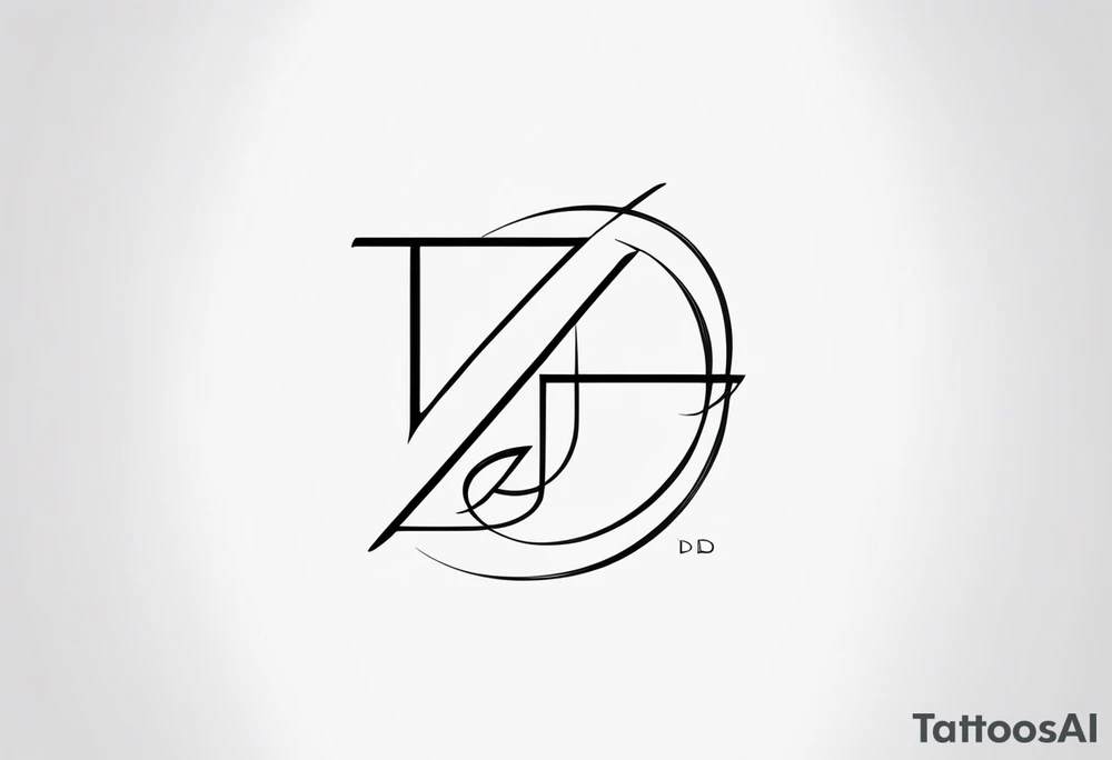 unique symbol with the letters T, A, J, W, D tattoo idea