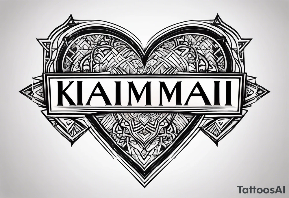 A tattoo with the name: kaimani with a heart tattoo idea