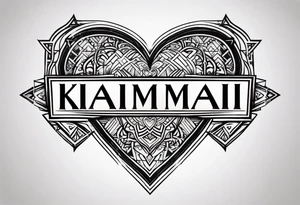 A tattoo with the name: kaimani with a heart tattoo idea