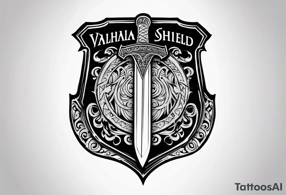 Valhalla shield sword tattoo idea
