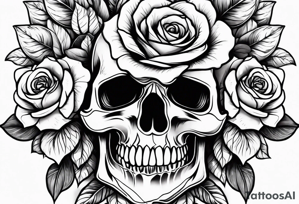 skull and roses and bold forearm tattoo idea