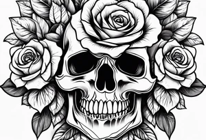 skull and roses and bold forearm tattoo idea
