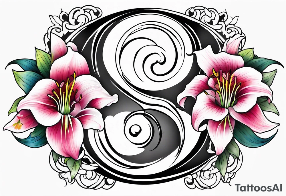 Yin Yang incorporated 
Lilies tattoo idea