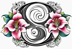 Yin Yang incorporated 
Lilies tattoo idea