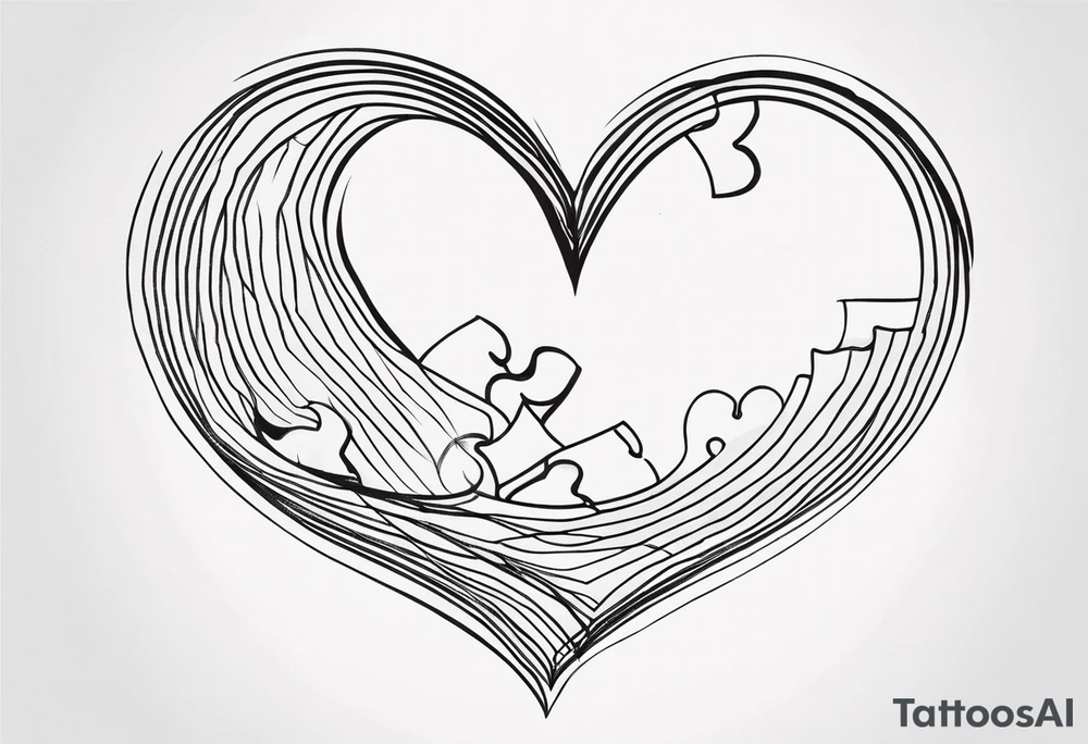 Puzzle pieces, a heart shape tattoo idea
